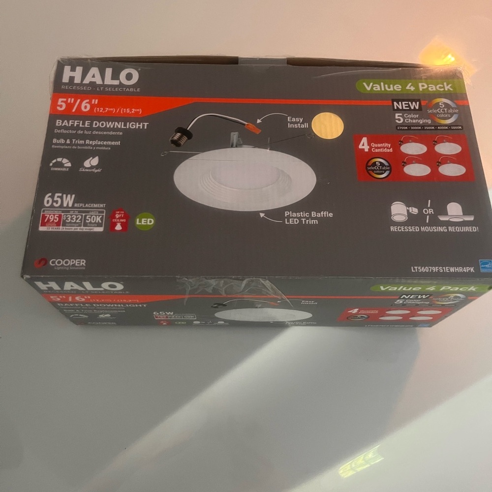 Halo LED Baffle Downlight 3 Pack - White